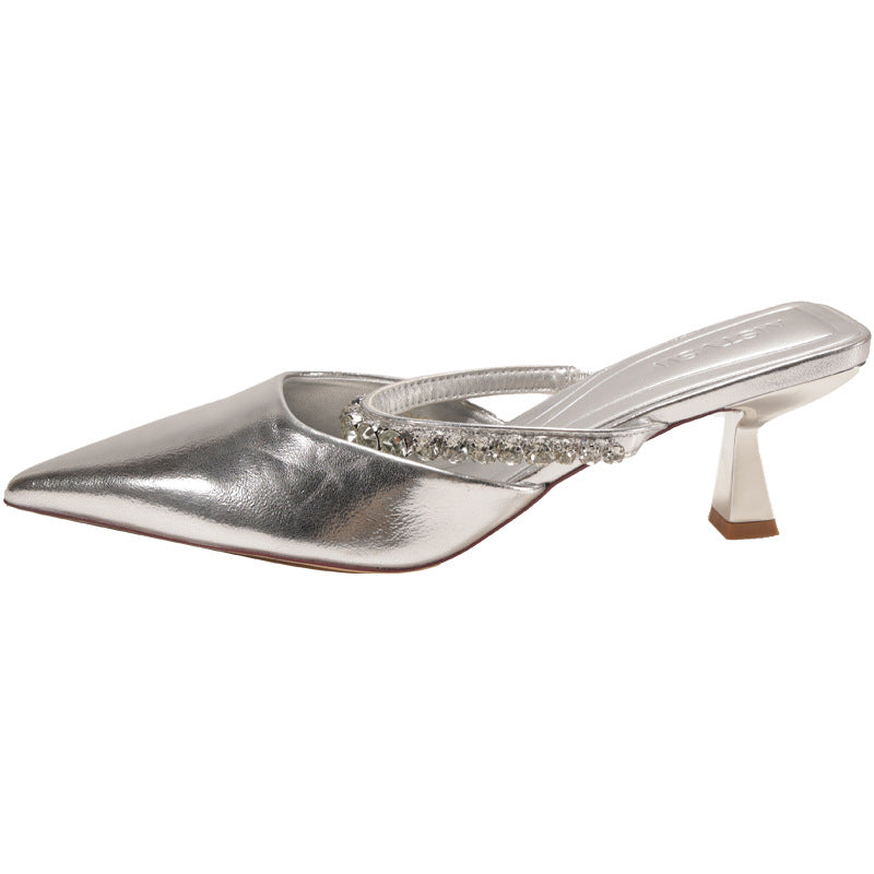 Damen Pumps mit funkelndem Riemen und spitzem Zehenbereich EB