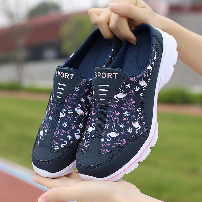 Damen nan Schlupf-Sneaker mit Flamingo-Motiv, elastischem Einstieg und gedämpfter EVA-Sohle EB
