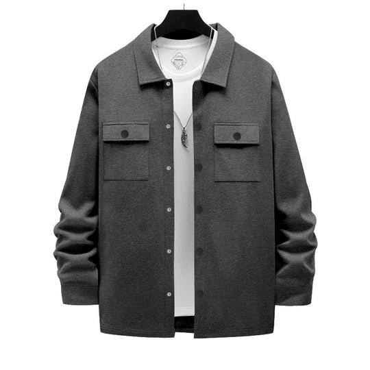 Herren nan Overshirt-Jacke mit Brustklappen, lockerer Passform und durchgehender Knopfleiste EB