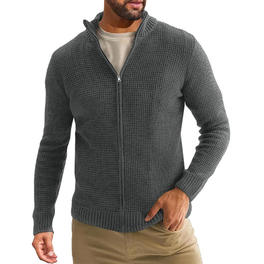 Herren Strickjacke mit hohem Kragen und praktischem Reißverschluss EB