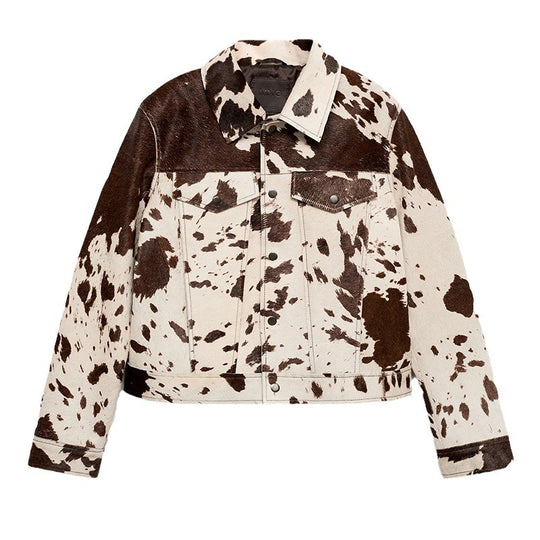 Damen Steppjacke im Cowprint Design mit klassischem Schnitt EB