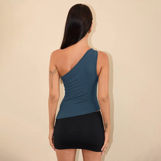 Damen asymmetrisches Trägershirt mit elegantem Knoten-Detail EB