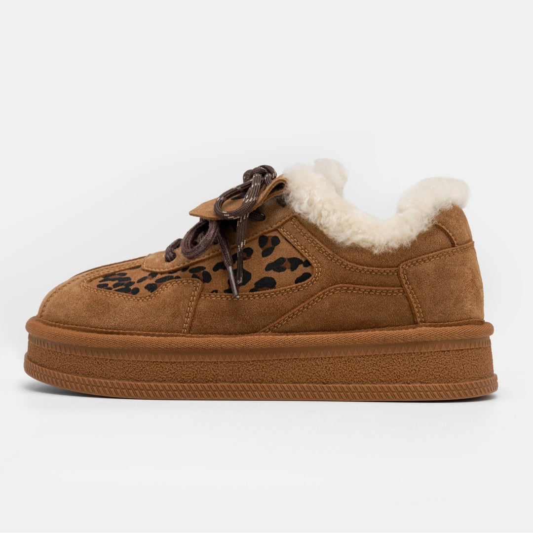 Damen modische Sneakers mit kuscheligem Innenfutter und tierischem Muster EB