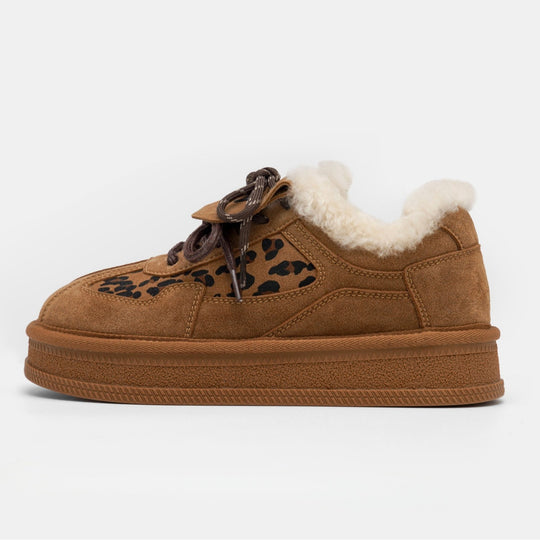 Damen modische Sneakers mit kuscheligem Innenfutter und tierischem Muster EB