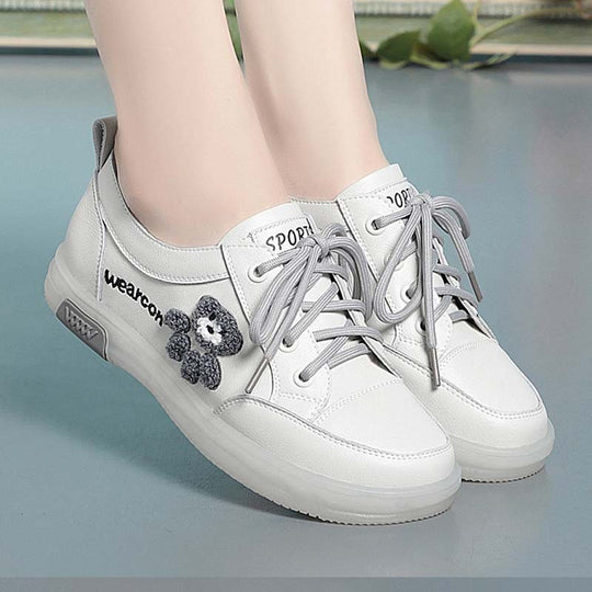 Damen Sportliche Sneaker aus hochwertigem Leder mit verspieltem Motiv und komfortabler Dämpfung EB