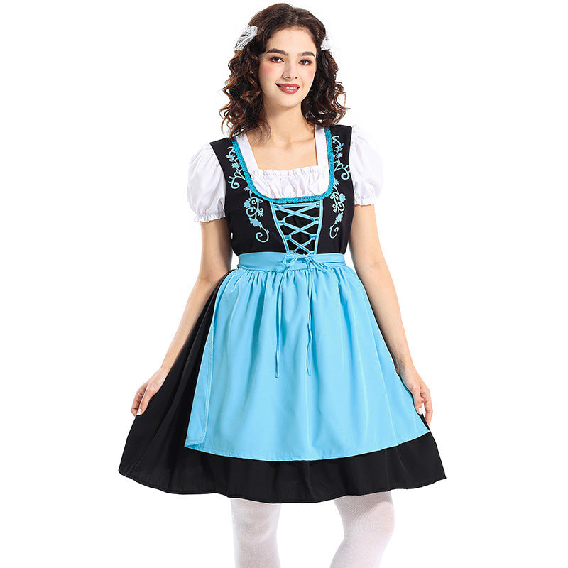 Damen nan traditionelles Dirndlkleid mit dekorativer Schnürung und abnehmbarer Schürze EB