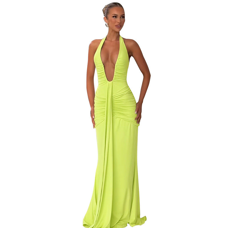Damen Elegantes Wickelkleid mit tiefem V-Ausschnitt und raffinierten Drapierungen EB
