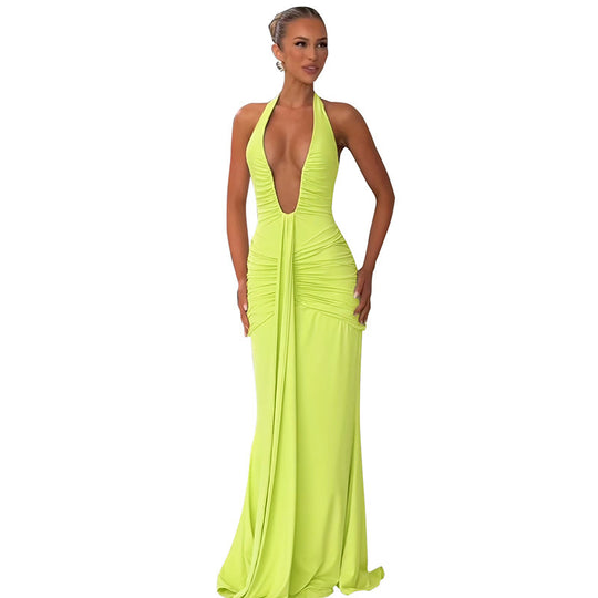 Damen Elegantes Wickelkleid mit tiefem V-Ausschnitt und raffinierten Drapierungen EB