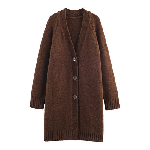 Damen Lange Strickjacke mit eleganter Knopfleiste und weichfließendem Material EB
