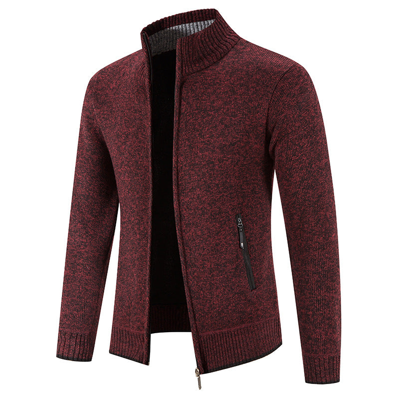 Herren Strickjacke mit hohem Kragen und praktischen Reißverschlusstaschen EB