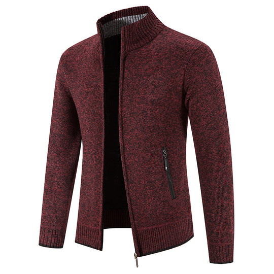 Herren Strickjacke mit hohem Kragen und praktischen Reißverschlusstaschen EB
