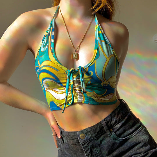 Damen trägerloses Crop-Top mit dekorativem Knoten EB