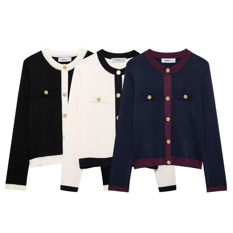 Damen Strickjacke mit dekorativen Knöpfen und praktischen Taschen EB