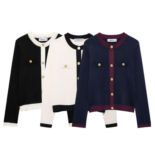 Damen Strickjacke mit dekorativen Knöpfen und praktischen Taschen EB