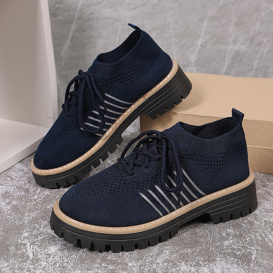 Damen Sportliche Sneakers mit atmungsaktivem Strickoberteil und rutschfester Sohle EB