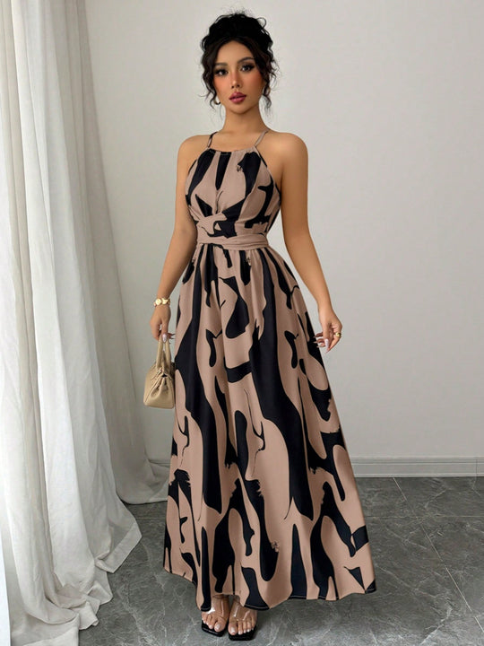 Damen Maxikleid mit modernen Animal-Prints EB