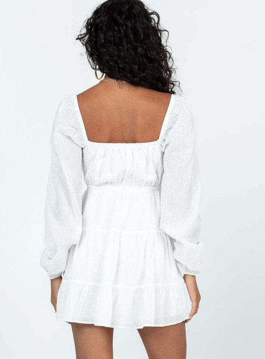 Damen luftiges Minikleid mit Cut-Out und Rüschendetails EB