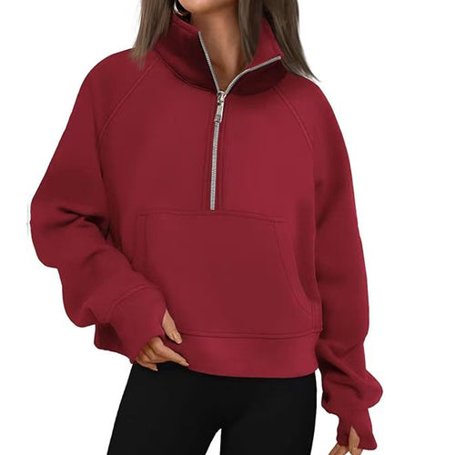 Damen Sportlicher Hoodie mit hohem Kragen EB