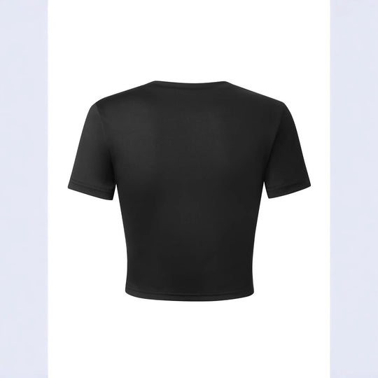 Damen Figurbetontes Crop-T-Shirt mit statement Schriftzug EB