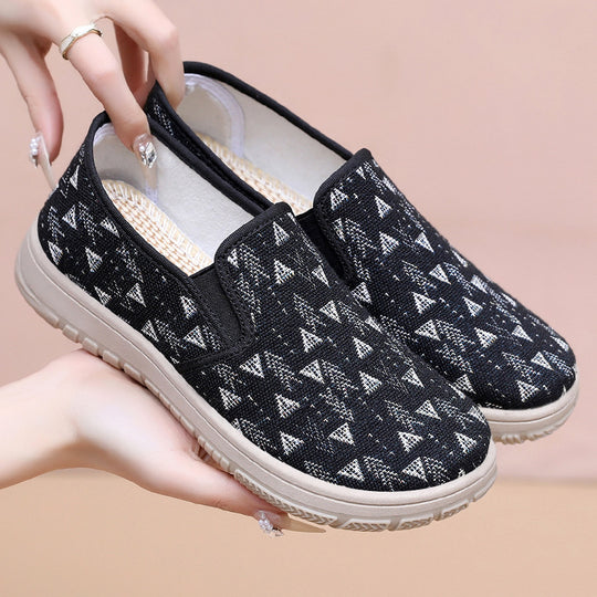 Damen Bequeme Slip-On Schuhe mit farbenfrohem Muster EB