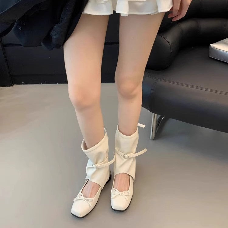 Damen modische kniehohe Stiefel mit flexiblem Schnürdesign und zeitgemäßen Akzenten EB