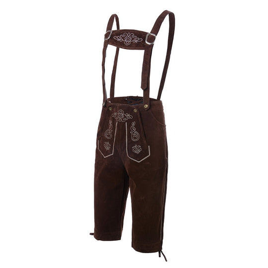 Herren nan traditionelle Wildleder Lederhose mit bestickten Trägern und Kniebund EB