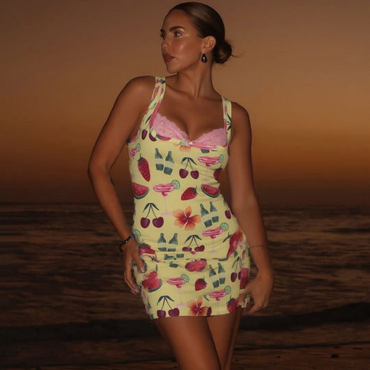 Damen Enges Tiermuster-Kleid mit transparenten Einsätzen EB