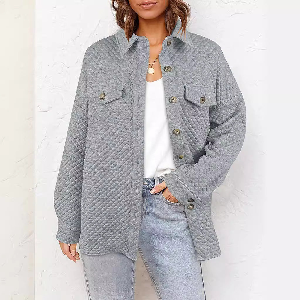 Damen lässige Steppjacke mit aufgesetzten Taschen EB