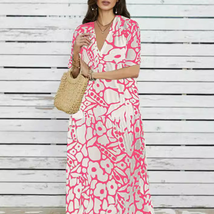 Damen Maxi-Kleid mit floralem Design und weitem Schnitt EB