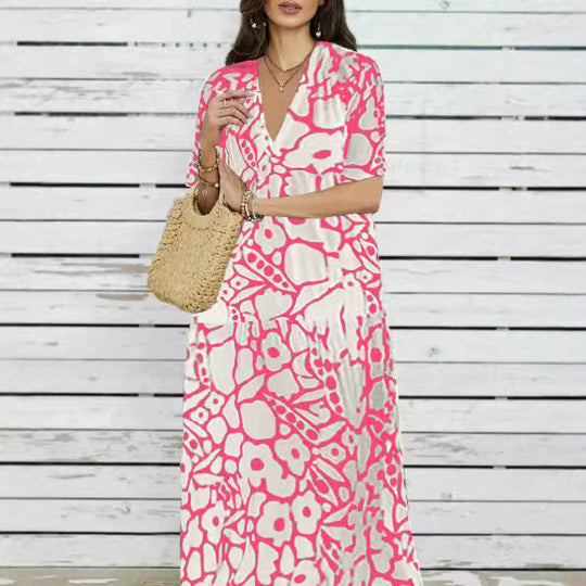 Damen Maxi-Kleid mit floralem Design und weitem Schnitt EB