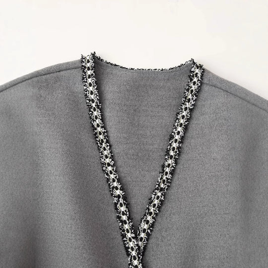 Damen lässiger Cardigan mit praktischen Taschen und eleganter Schnürung EB
