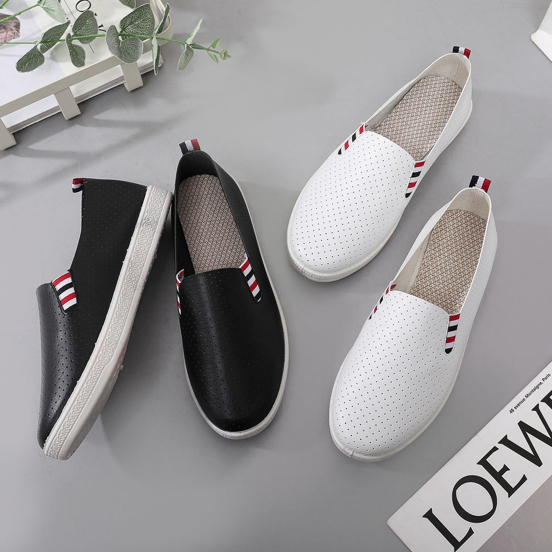 Damen komfortable Slip-On Schuhe mit perforiertem Obermaterial EB