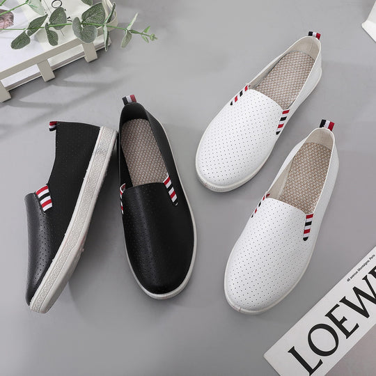 Damen komfortable Slip-On Schuhe mit perforiertem Obermaterial EB