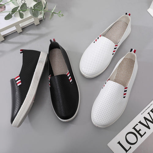 Damen komfortable Slip-On Schuhe mit perforiertem Obermaterial EB
