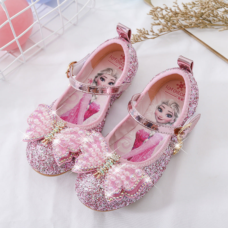 Mädchen Glitzernde Ballerinas mit Schleifenapplikationen EB