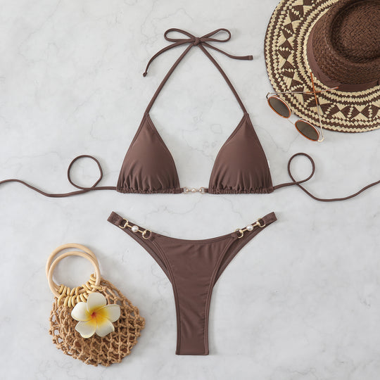 Damen Triangel-Bikini mit elegantem Goldakzent EB