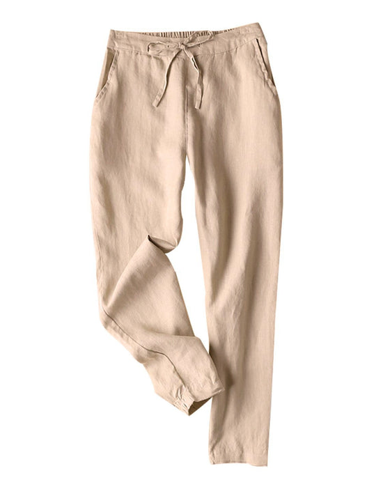 Damen Leichte Chinohose aus atmungsaktivem Leinenmix mit verstellbarem Bund EB