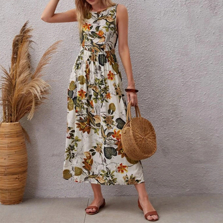 Damen Maxikleid mit floralem Design und eleganter Silhouette EB