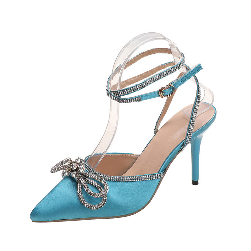 Damen elegante Slingback-Pumps mit funkelndem Schmuckverschluss EB