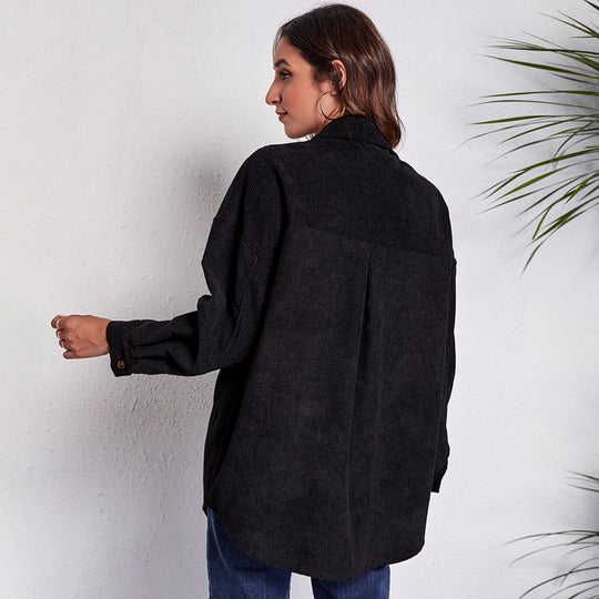 Damen Oversized Cordjacke mit bunten Taschen EB