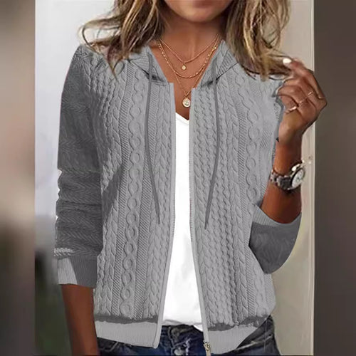 Damen Strickjacke mit hochwertiger Zopfmuster-Textur EB