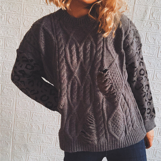 Damen lässiger Strickpullover mit modernem Muster und einzigartigen Details EB