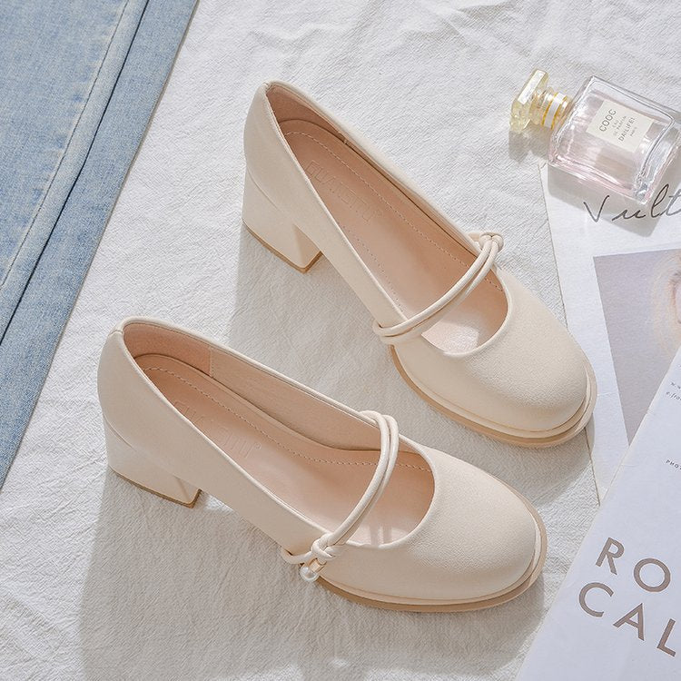 Damen elegante Blockabsatz Pumps mit modischer Schnallenverzierung EB