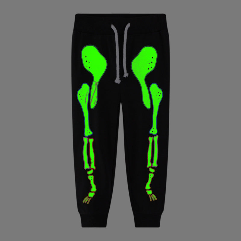 Herren Freizeit-Jogginghose mit leuchtendem Skelett-Design EB