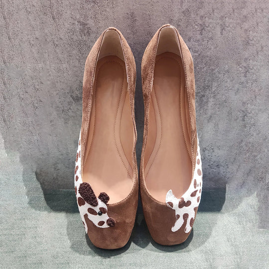 Damen Elegante und verspielte Ballerinas mit tierischen Applikationen EB