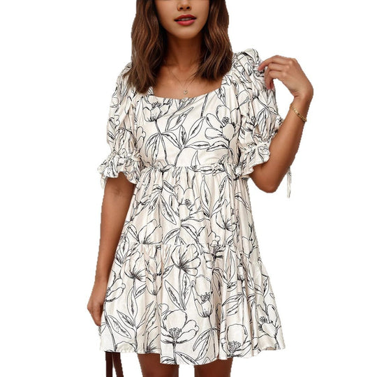 Damen verspieltes Sommerkleid mit Blumenmuster EB