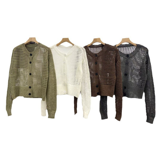 Damen Grobstrickjacke mit durchbrochenem Design und lässigem Schnitt EB