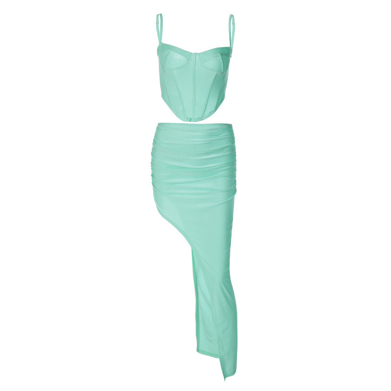 Damen Elegantes Bustier-Oberteil mit asymmetrischem Rock EB