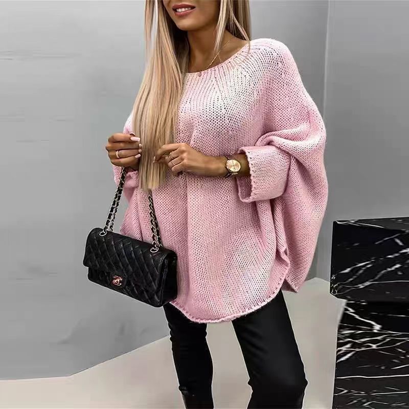 Damen legerer Strickpullover mit weitem Schnitt und modischem Design EB
