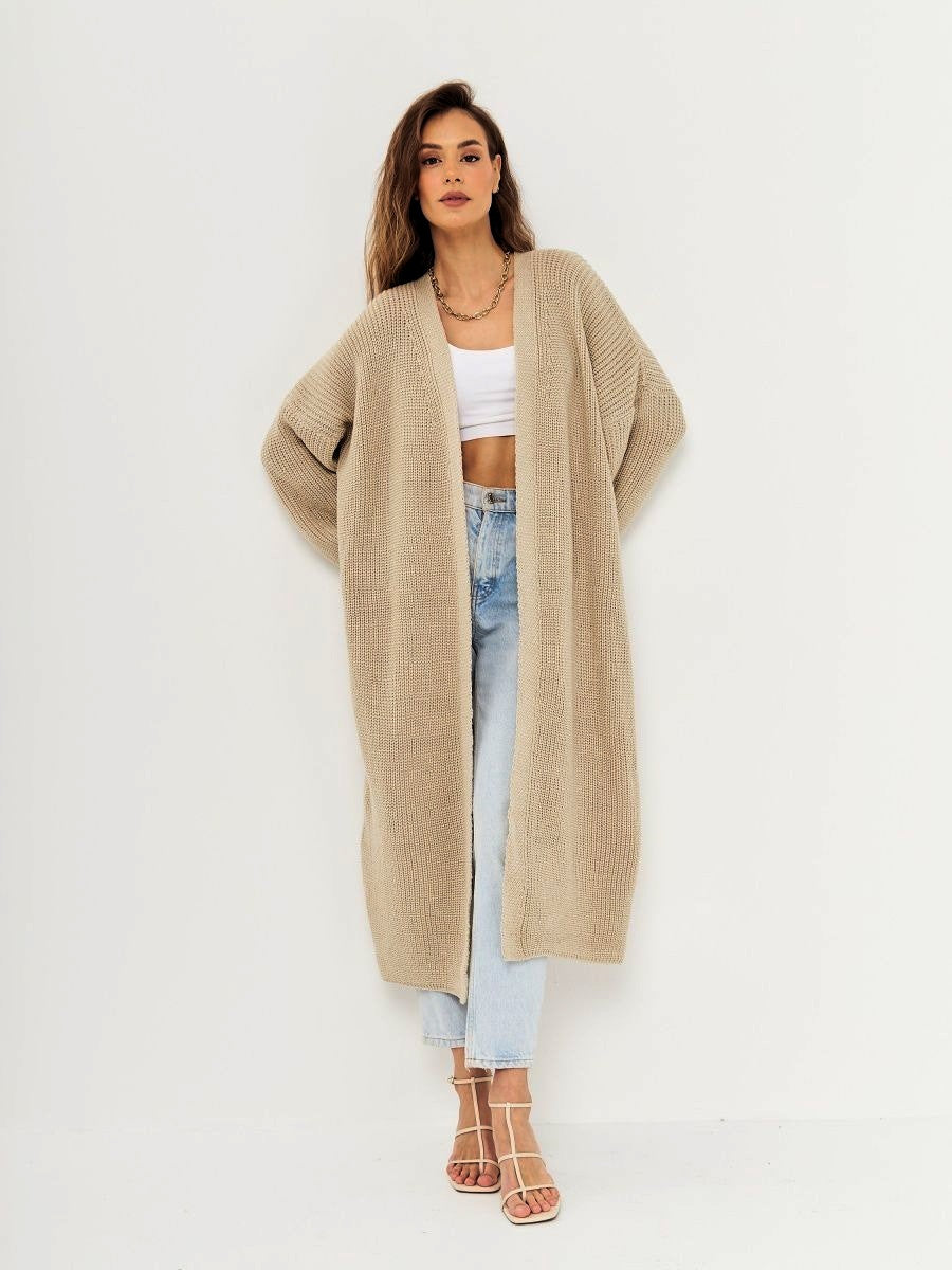 Damen Großer Strickmantel mit offener Front und lässiger Silhouette EB